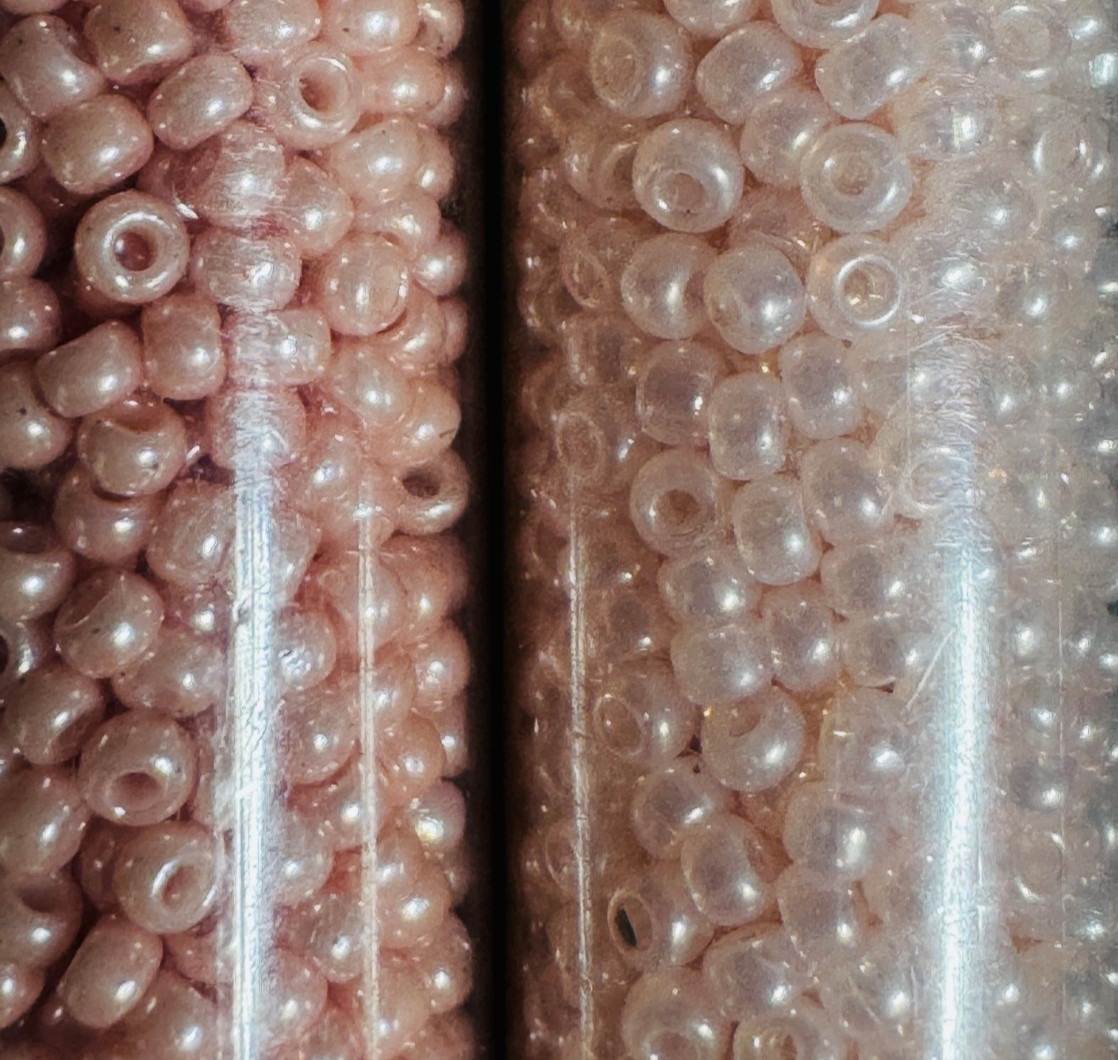 Glass Seed Bead Lot 30 Tubes – Rose Gold Sunset Mix Different Sizes NOS