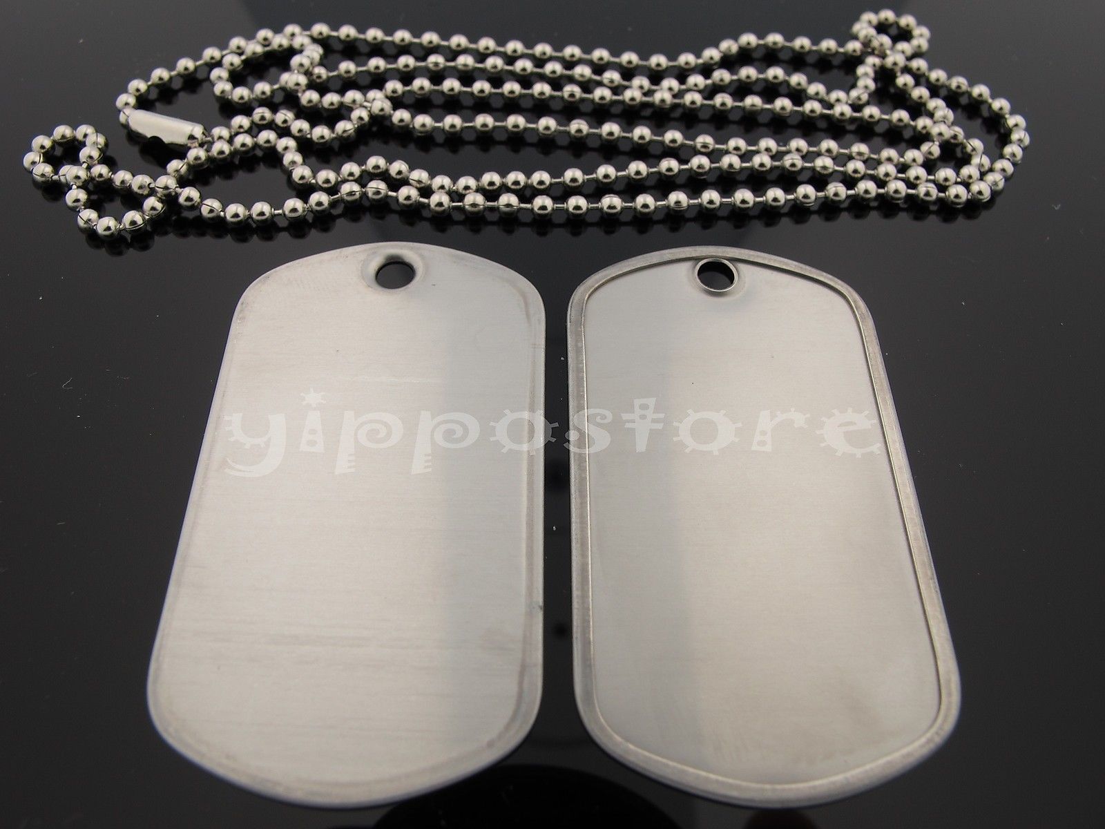 100 Stainless Steel Military Army Dog Tags + 100 Nickle Plated 30″ Ball Chains
