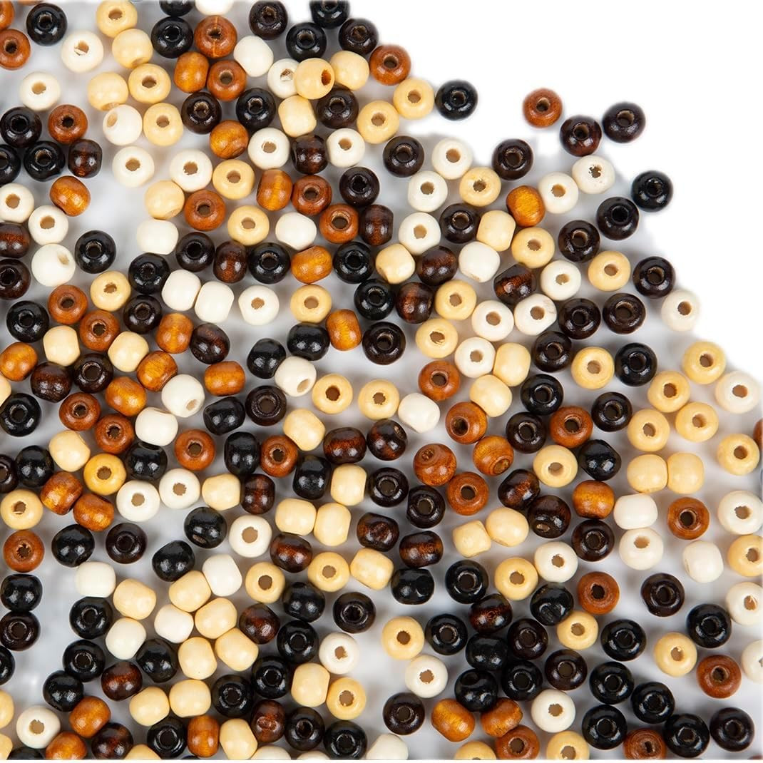 1000pcs 8mm Wooden Beads for Crafts, Large Hole Wood Beads Bulk, Natural Round