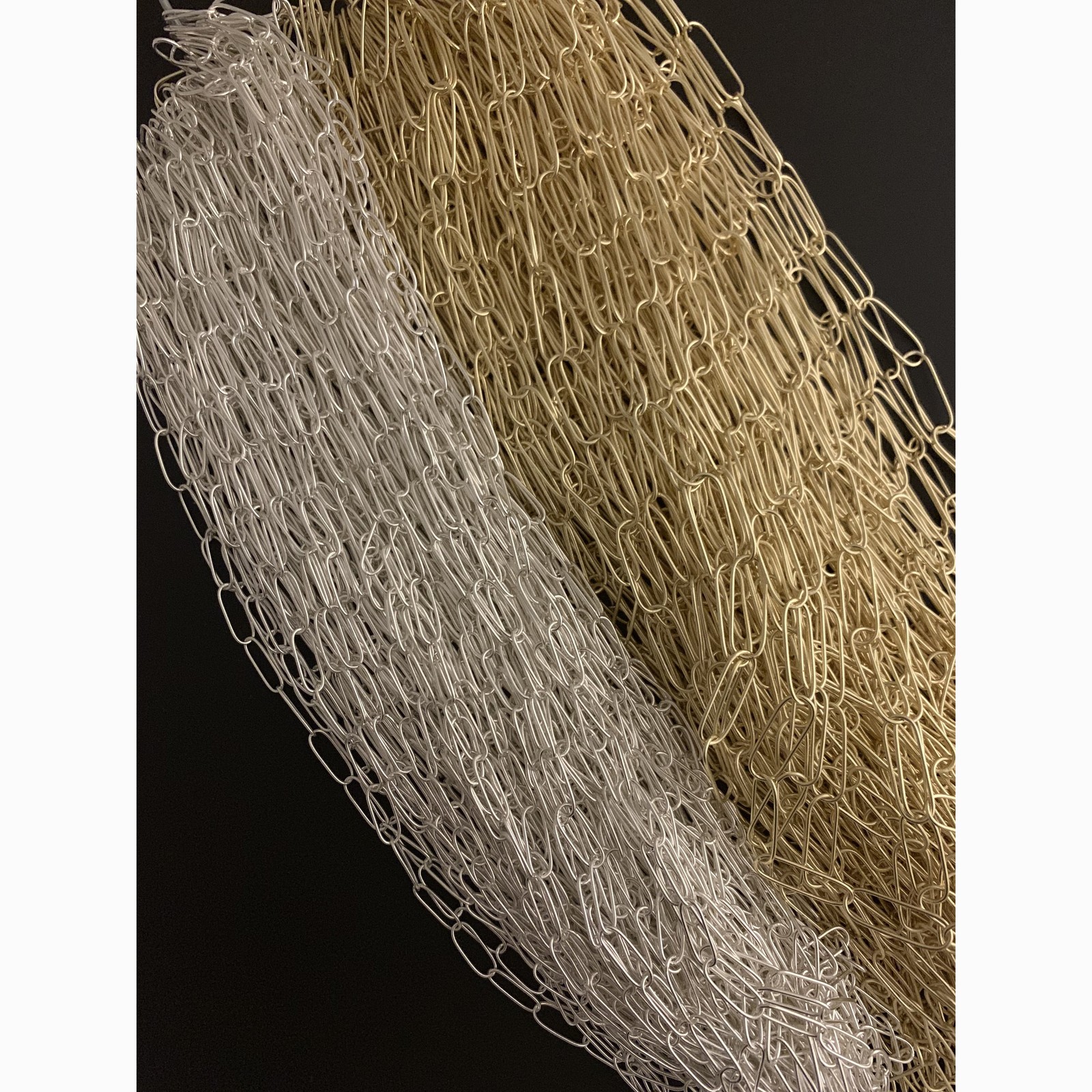 Elongated Oval Link Chain / Modern Chain Color, Gold Finish , Silver Plated And