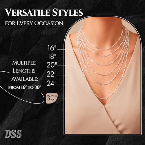 DSS 925 Sterling Silver Necklace for Women Lobster 16.0 Inches 3.0 Millimeters