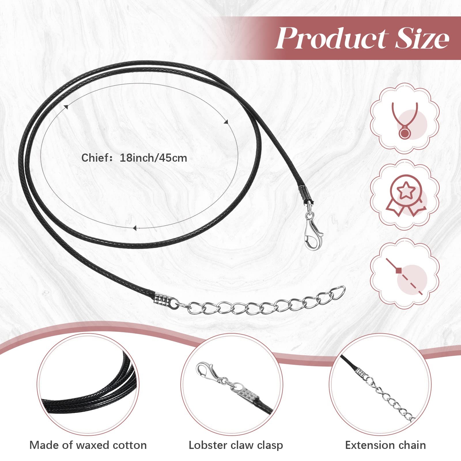 500 Pieces Waxed Necklace Cord Bulk 1.5 mm Black Waxed Cotton Cord with Clasp…