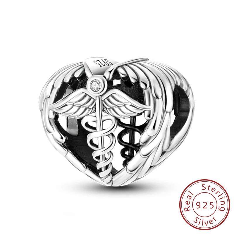 925 Sterling Silver Charm Beads Family Sister Love Heart Pendant DIY Bracelet