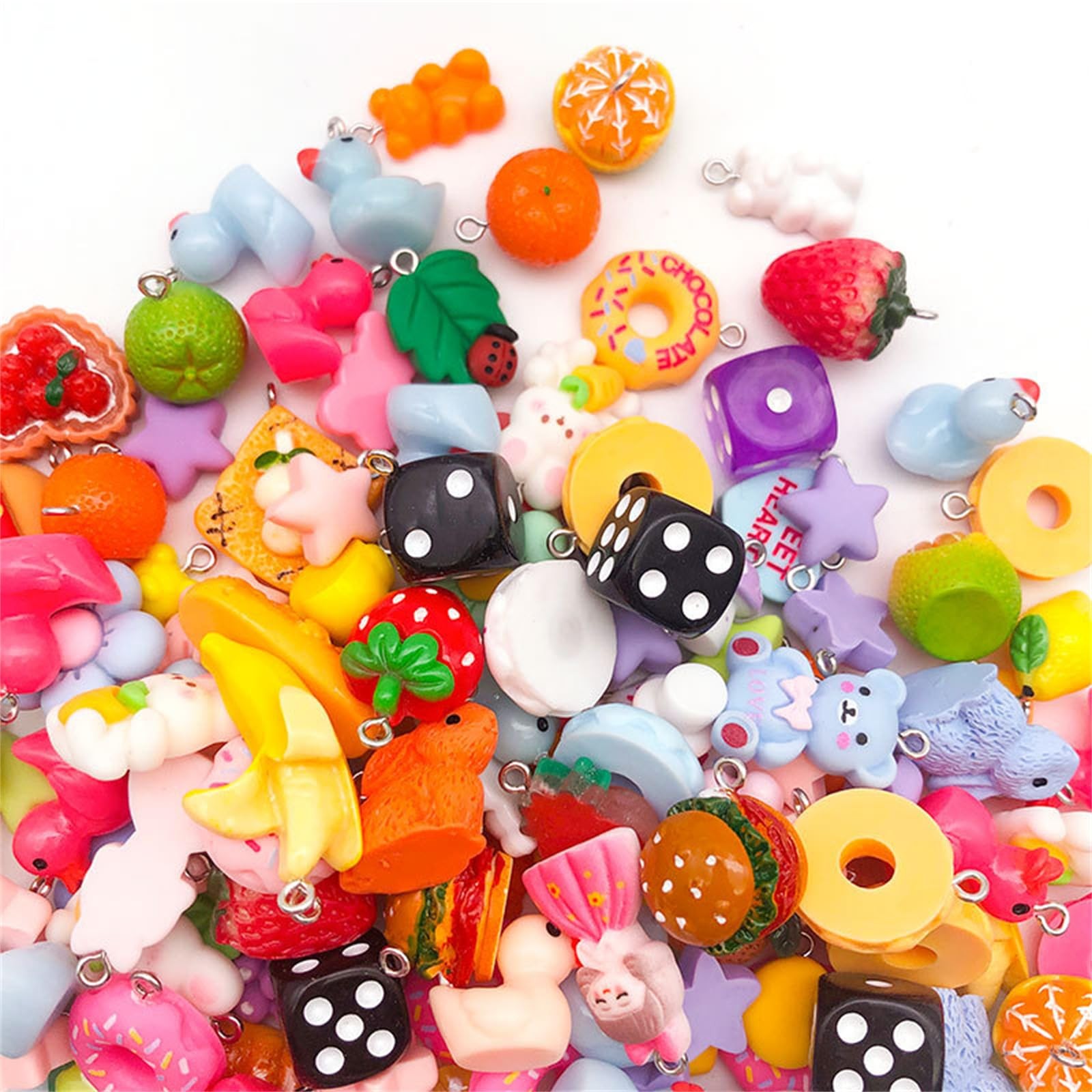 QERPON Pack of 20 Assorted Colorful Resin Charm 1-3cm, As Shown in Pictures