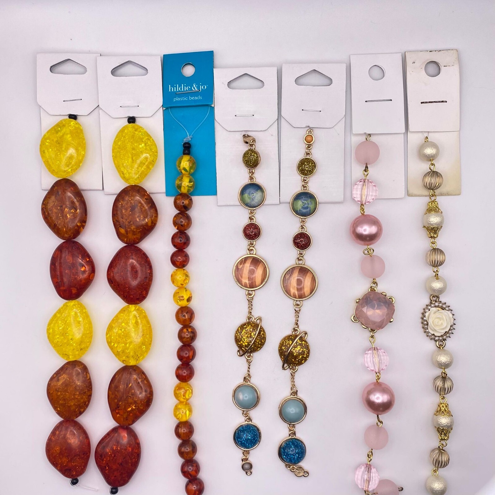 7 Bead Strand Assorted Shapes, Flower, Butterfly DIY Crafting Jewelry Making