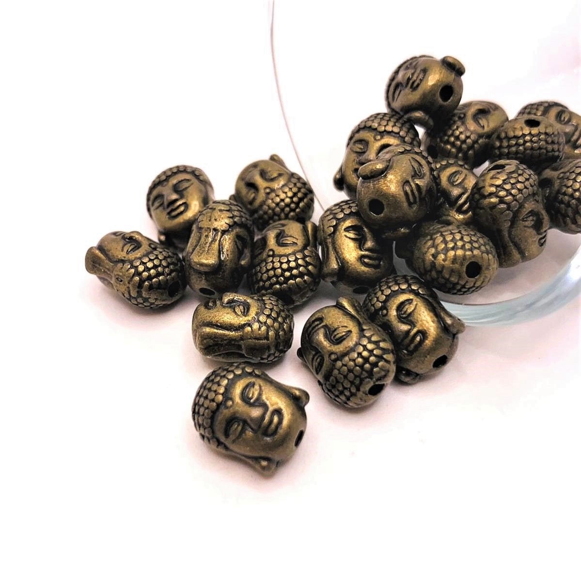 Bronze Happy Buddha Head Beads, 11x9mm – US Seller