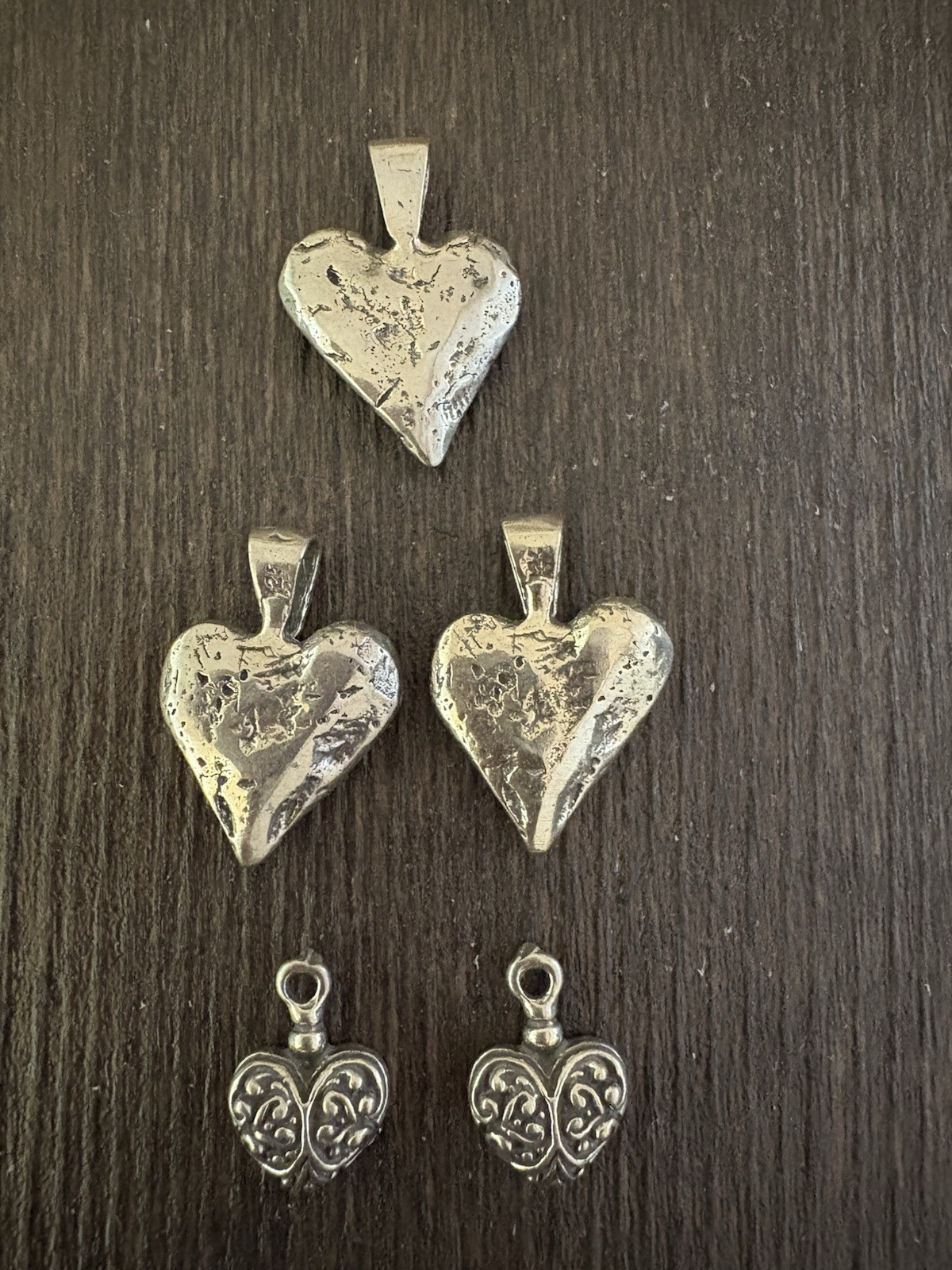LOT Of Sterling Silver Heart Pendants 5 Pieces Total Brand New Two Shapes