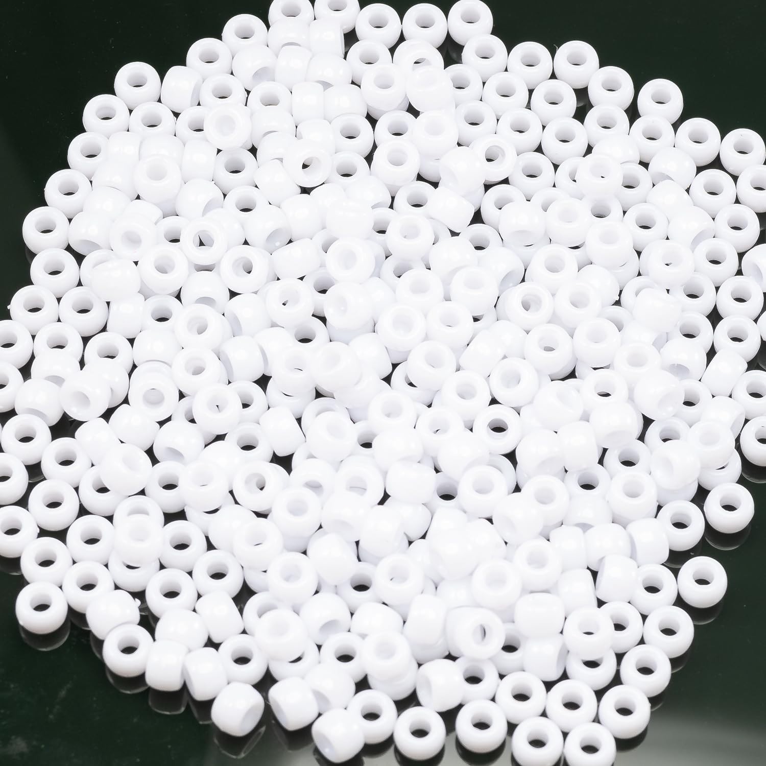 DIY Jewelry Essentials: 1000 Pcs White Acrylic Pony Beads, 6x9mm, Easy to Use