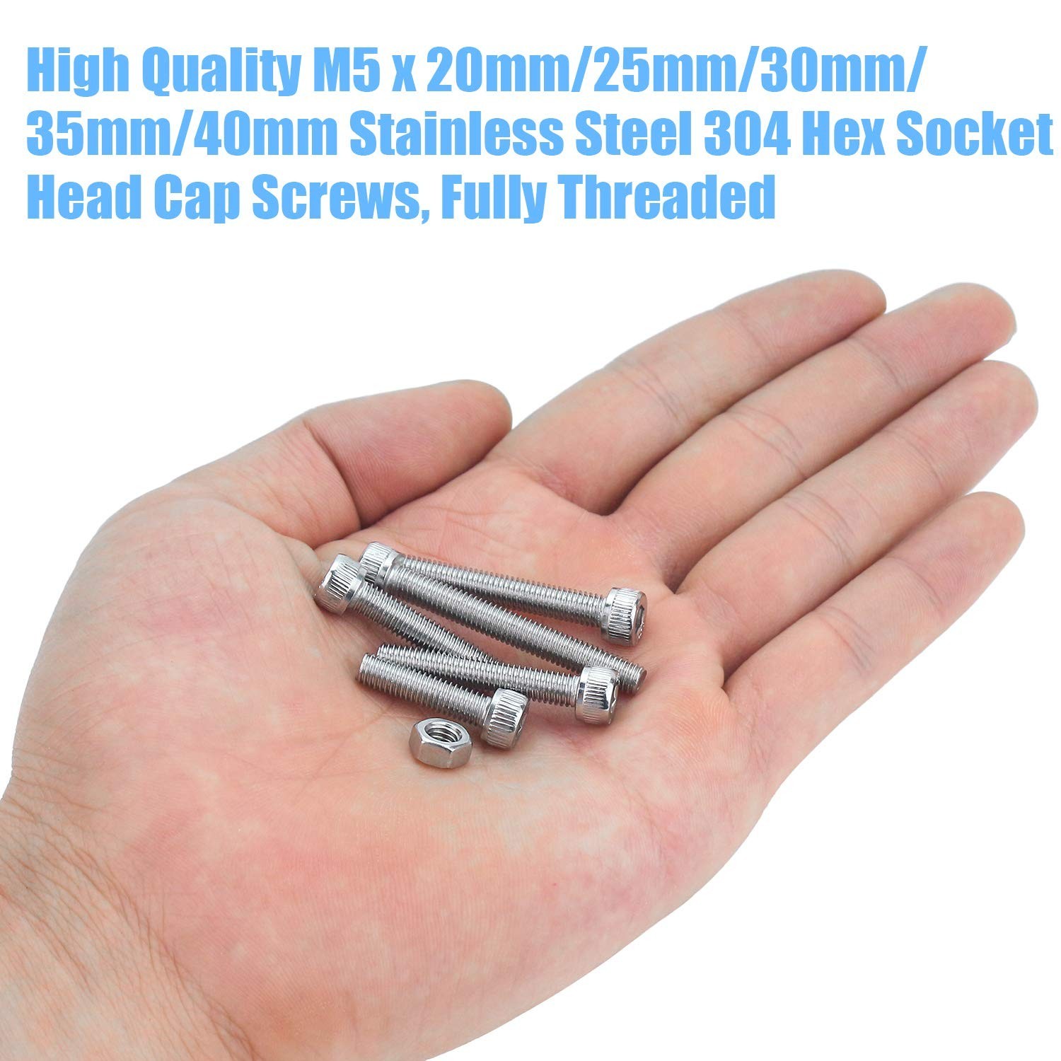 DYWISHKEY 70 Pieces M5 x 20mm/25mm/30mm/35mm/40mm Stainless Steel 304 Hex Soc…