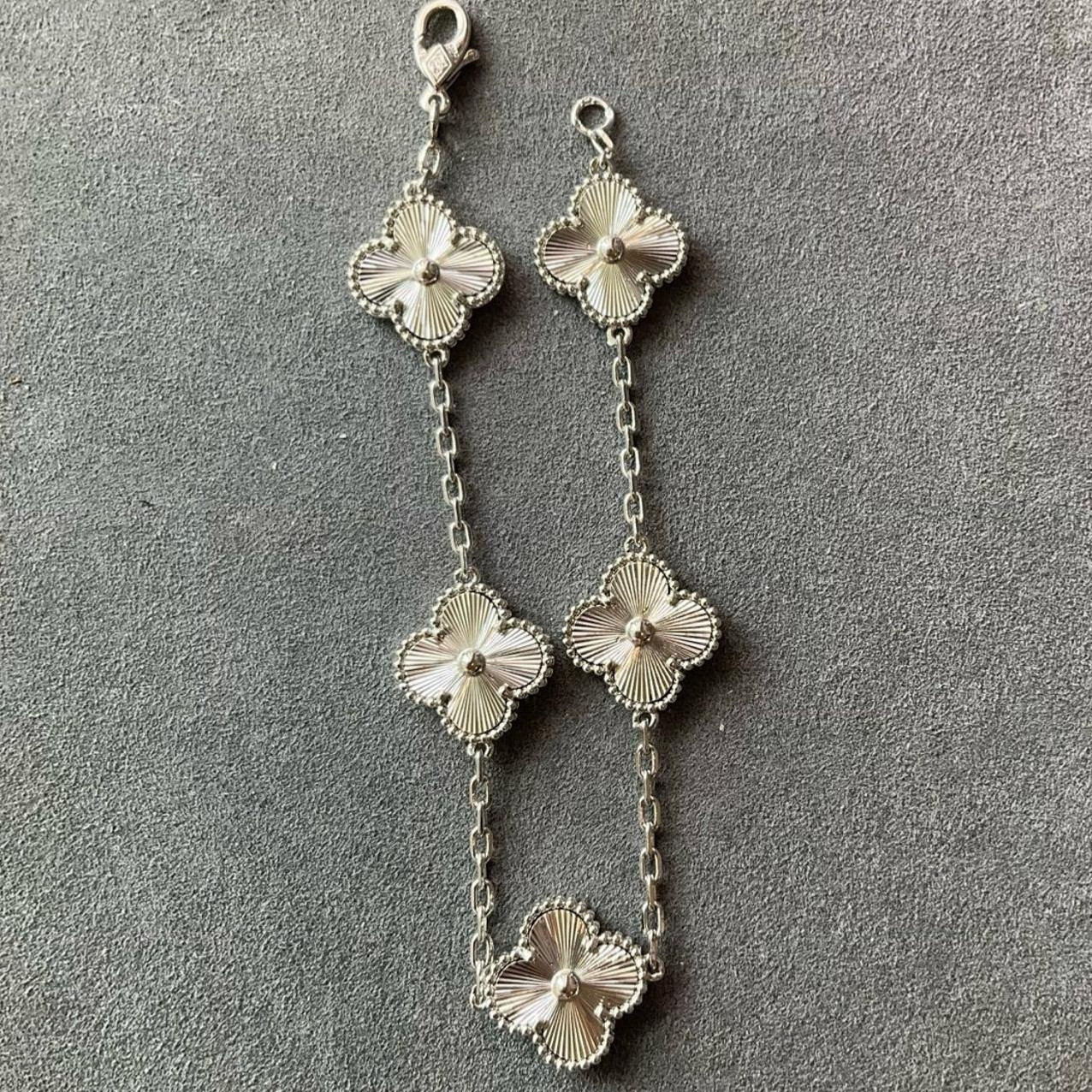 Flower bracelet 925 silver white gold plated 15mm Flower 5 motifs bracelet