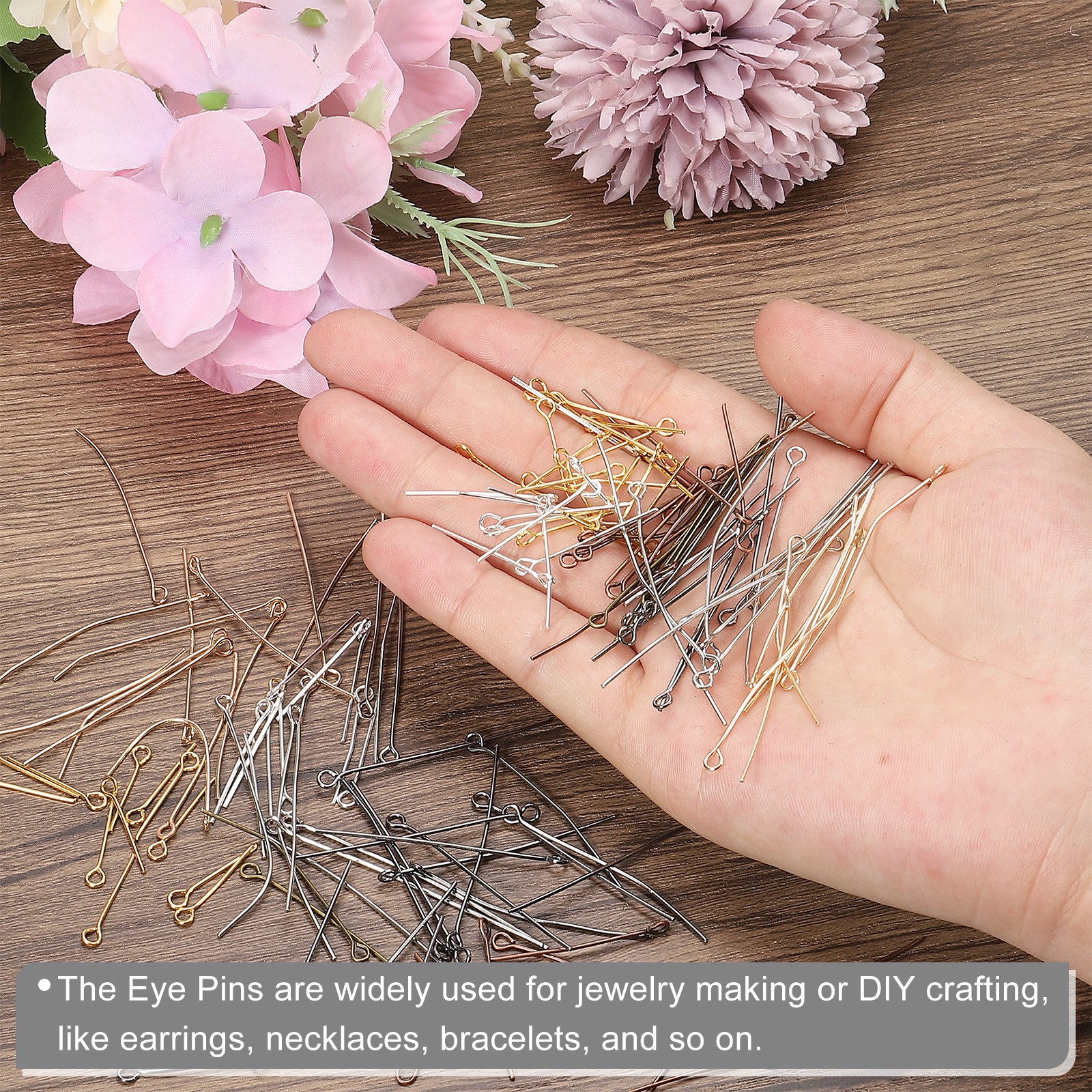 500Pcs Eye Pins Jewelry Findings Eye Pins 16mm Iron Eye Pins Silver