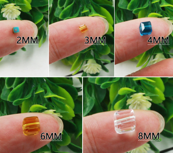 4mm 6mm 8mm Square Crystal Glass loose spacer Beads Jewelry Making Crafts Bead