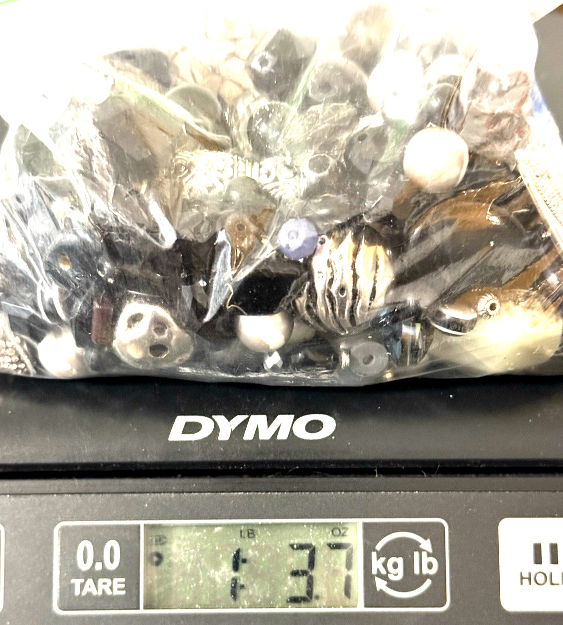 1.4 lb. Lot Vintage Modern BLACK/SILVER/GRAY Bead Soup Mixed Loose Beads Spacers