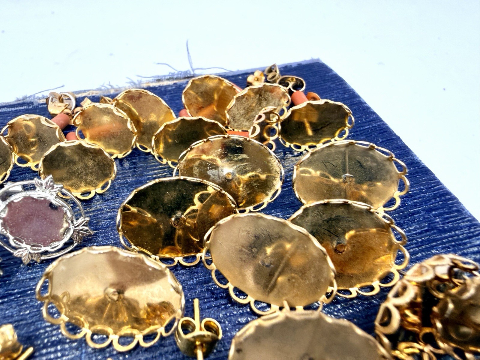 37 Pairs Vintage Gold & Silver Tone Earrings Blanks Settings Bezel Findings