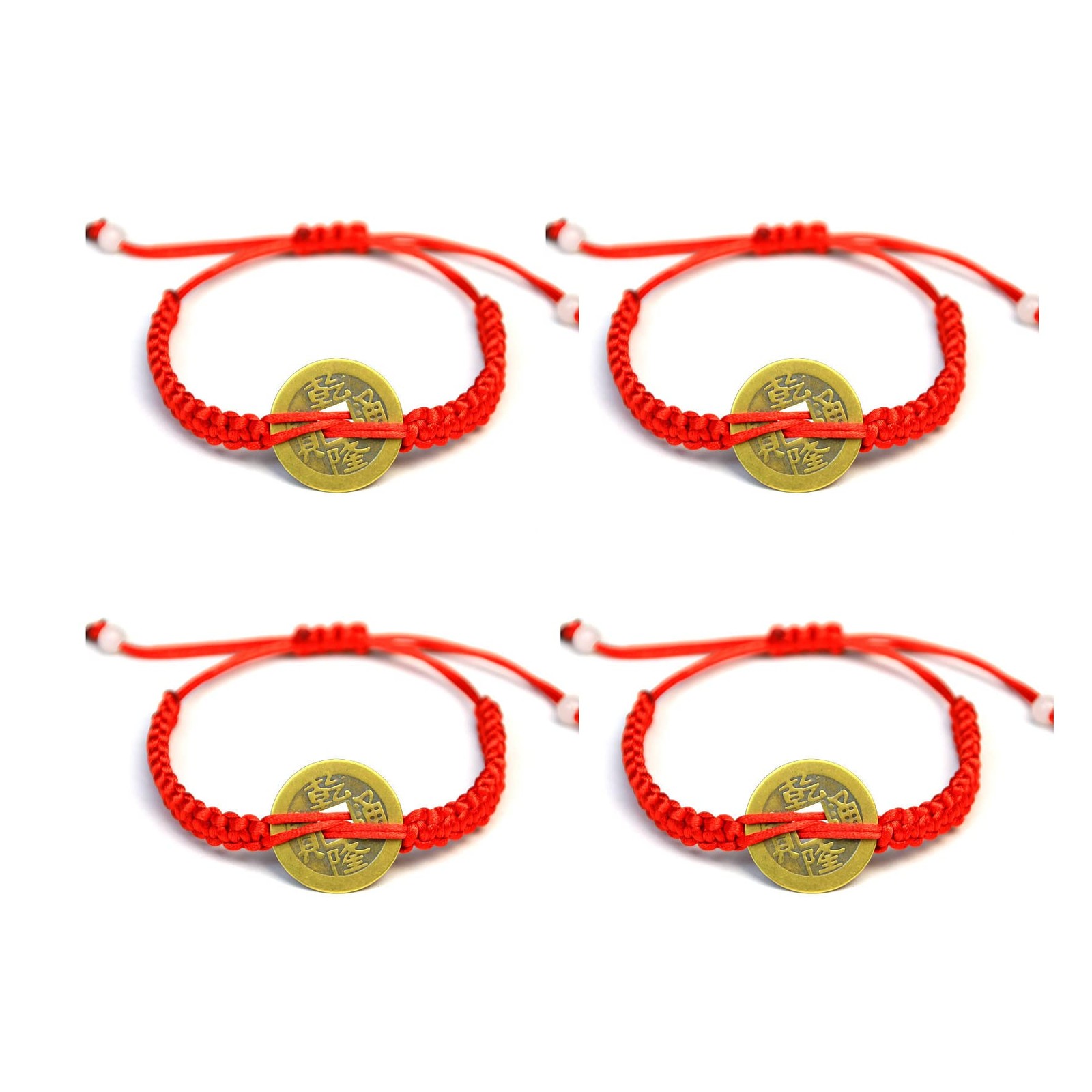 Red String Bracelet with Lucky Copper Coins Chinese Feng Shui Wealth Attraction
