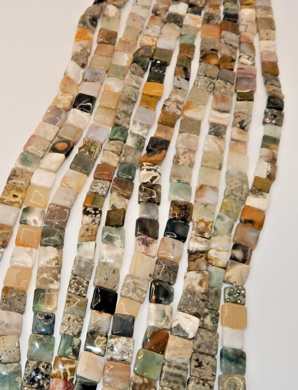 Ocean Jasper approx 16mm x 16mm Chicklet Beads (16 in strand)