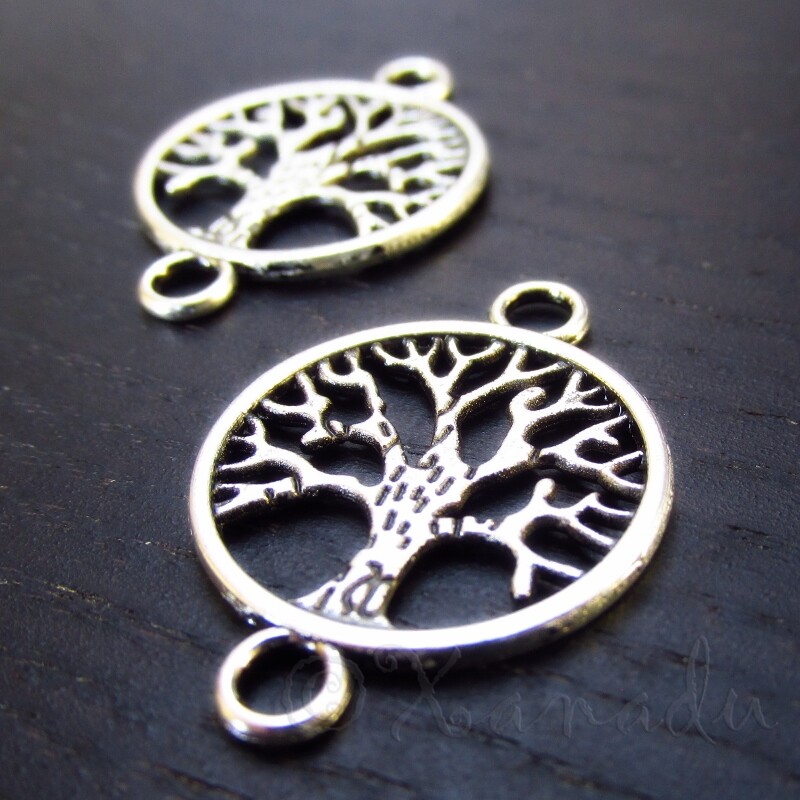 Tree Of Life Charms 28mm Antique Silver Plate Connectors C7013 – 10, 20 Or 50PCs