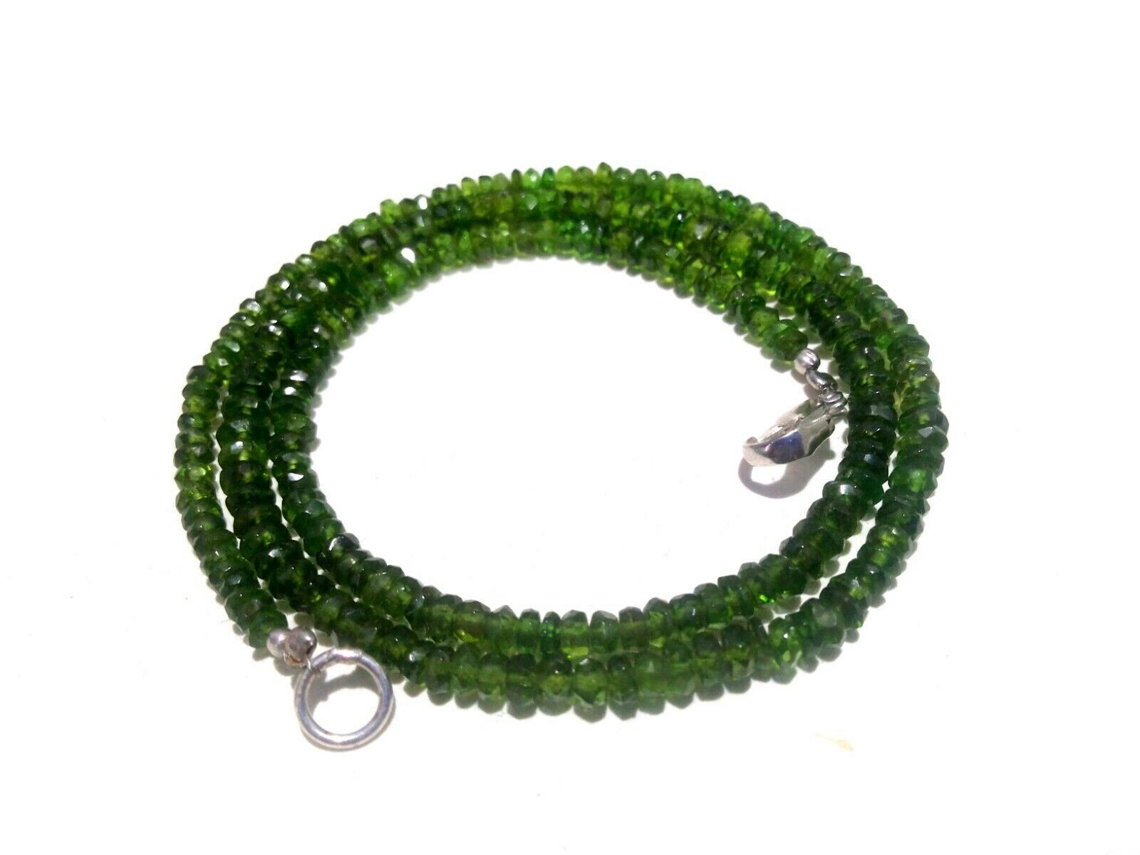 18″inch Necklace Natural Chrome Diopside Rondelle Faceted 3-4mm Beads CD1