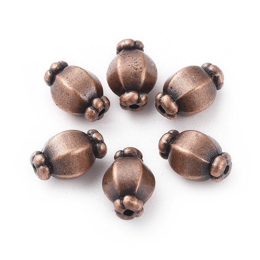 50pcs Tibetan Spacer Beads Zinc Alloy Lantern Shape Brown for Bracelets Necklace