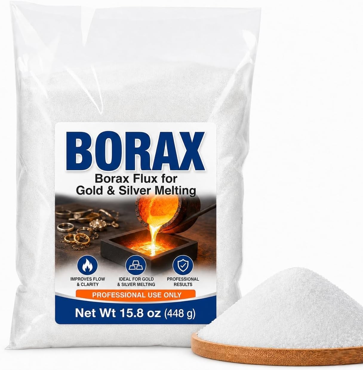 15.8 oz Borax Flux for Professional Jewelry Making | Pure Gold & Silver Melting
