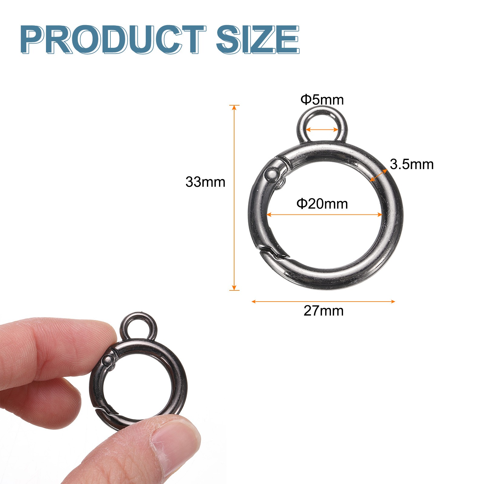 8pcs Metal Spring O Ring Clip Snap Buckle Keyring,Gunmetal,Figure-Eight Shaped,L