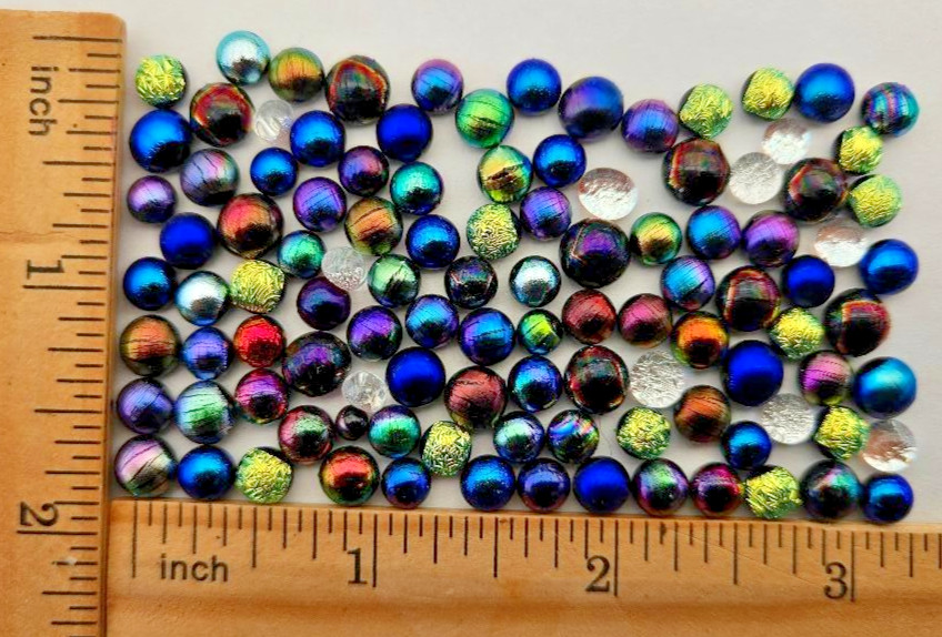100 Tiny Handcrafted Dichroic Glass Cabochons/Lot/Jewelry Making Supplies/90 COE