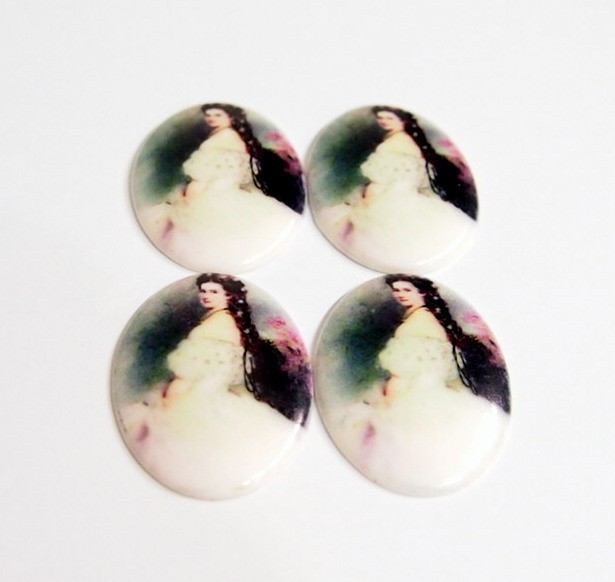 4 of 40x30mm Acrylic Empress Elisabeth of Austria Woman Portrait Cameos Cabochon