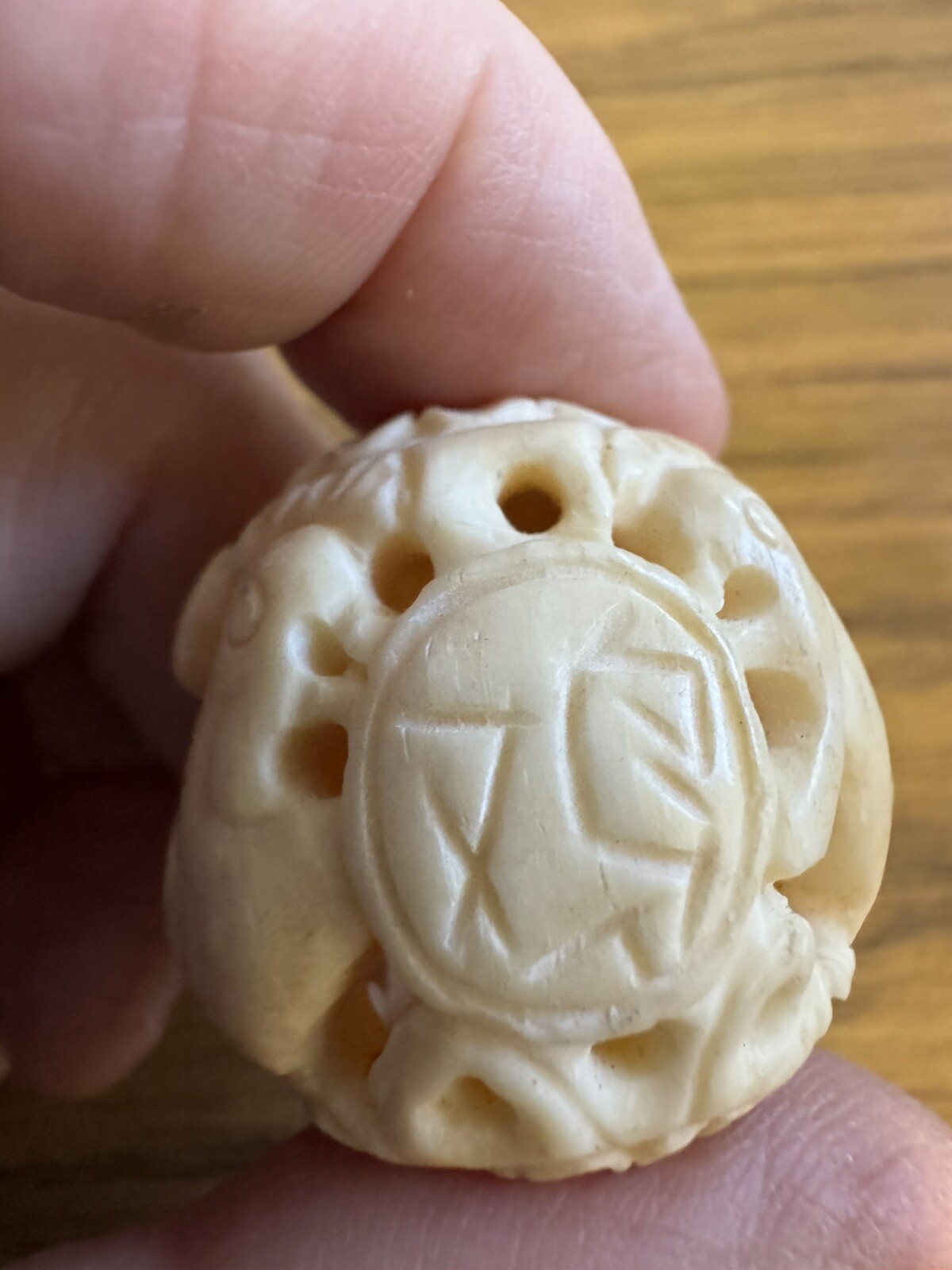 Chinese Zodiac Year of the Rooster Bone Bead | 30mm | Cream | Round |1 Bd |