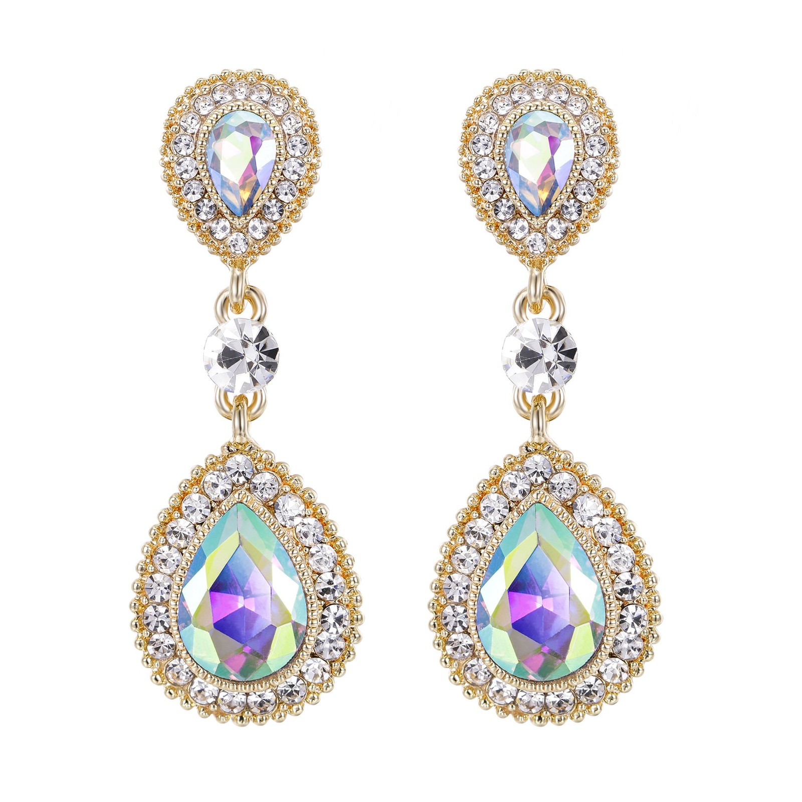 Wedding Bridal Dangle Earrings for Women Crystal Teardrop Infinity Figure 8 Earr