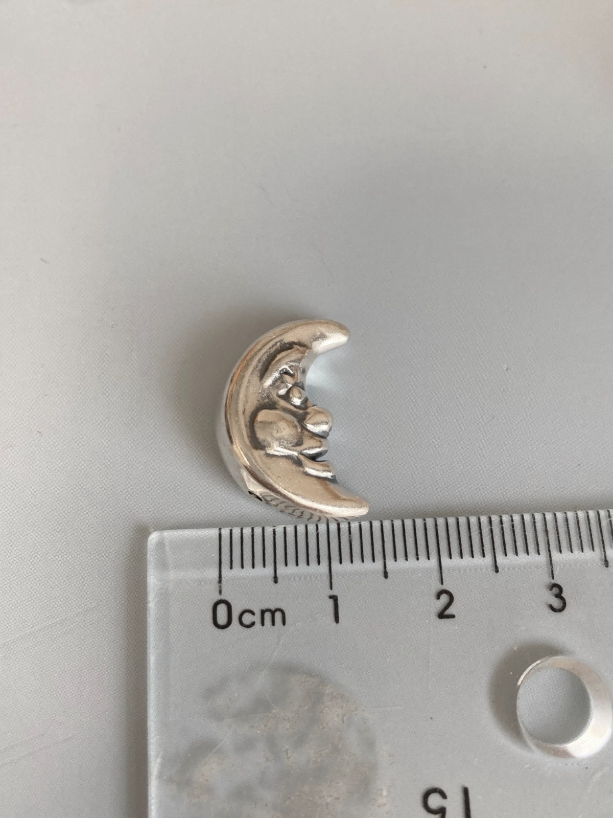Sterling Silver Beads 6 Pack Moon Face ~19x13mm 2-Sided 3-D Electroform Vertical