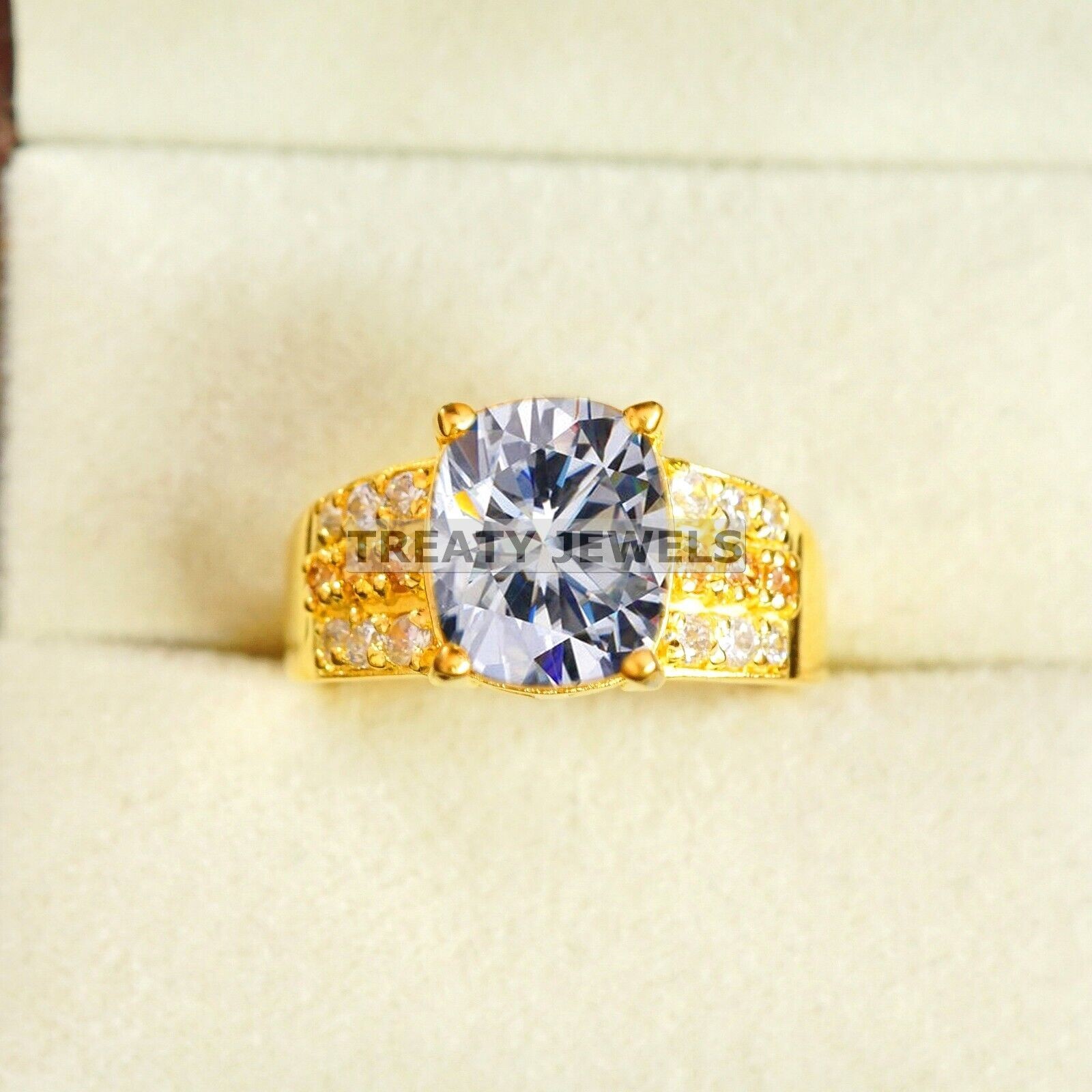 Moissanite Oval Cut With 14k Yellow Gold Ring For Men’s #B289 #