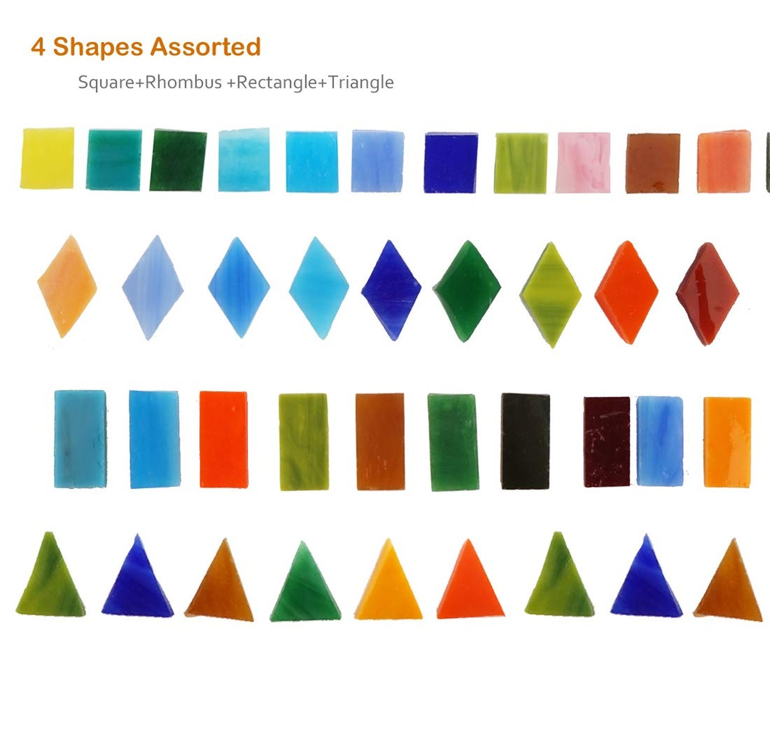 Lanyani 1050 Pieces Mixed Shapes Glass Mosaic Tiles for Crafts, Colorful Stai…