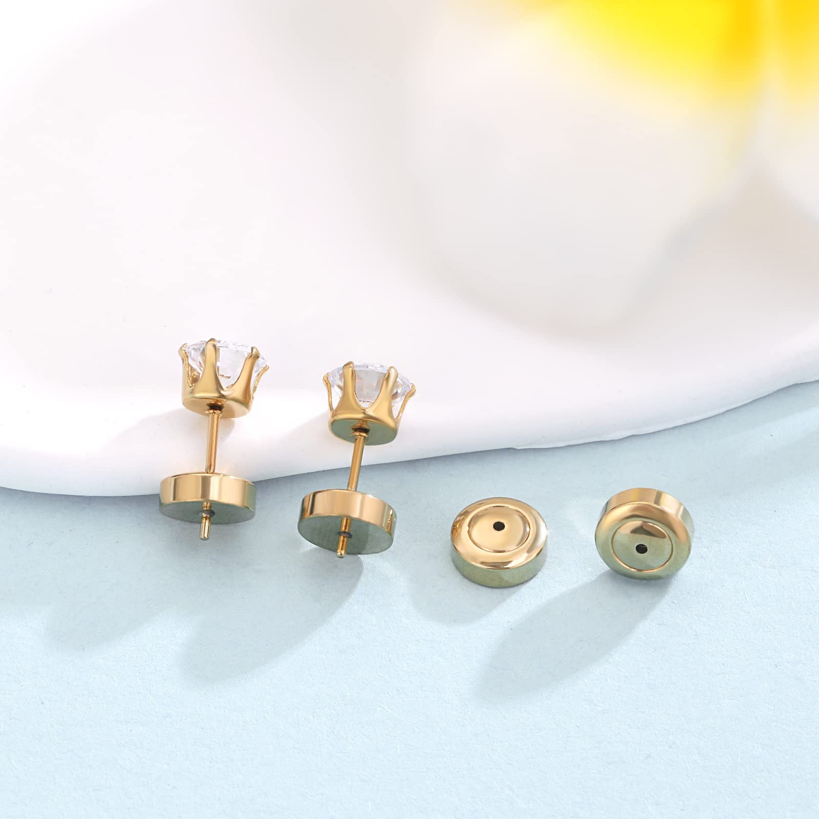 Gold Earring Backs, Large Earring Backs – 4Pcs 18K Gold Pierced Earring Repla…