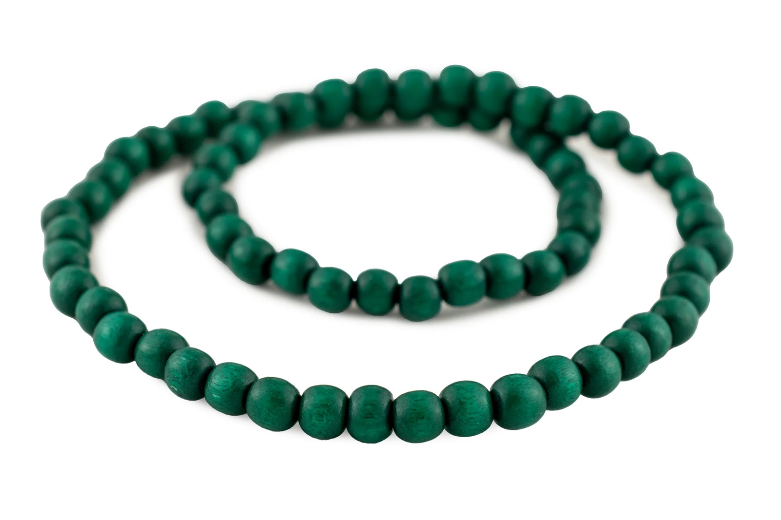Clover Green Round Natural Wood Beads 6mm 16 Inch Strand