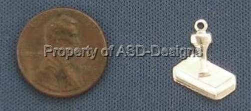 25pc Sterling Silver Plated School Ink Rubber Stamp Charms 6885