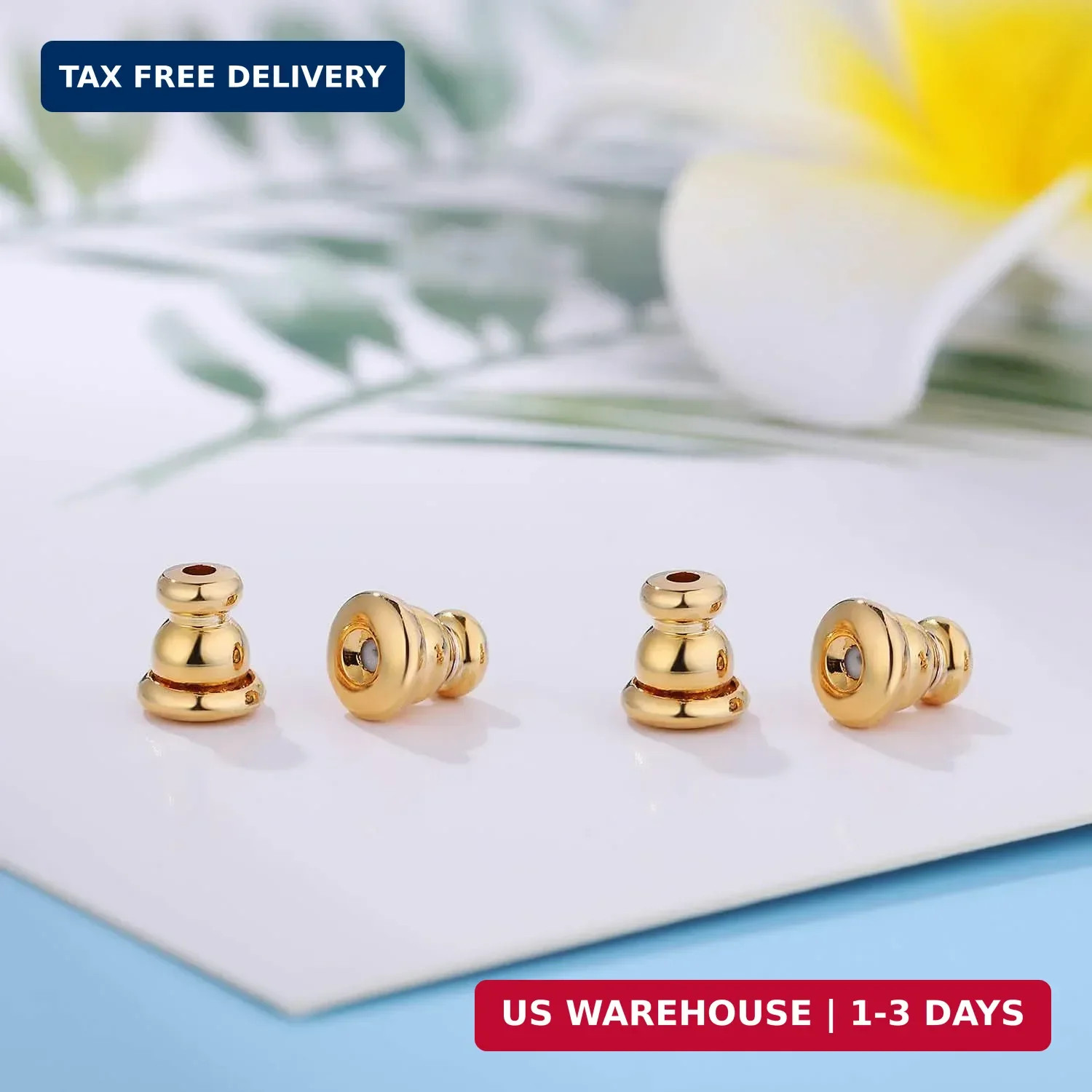Earring Backs for Studs, 18K Gold Bullet Earring Backs Replacements for Studs/Dr