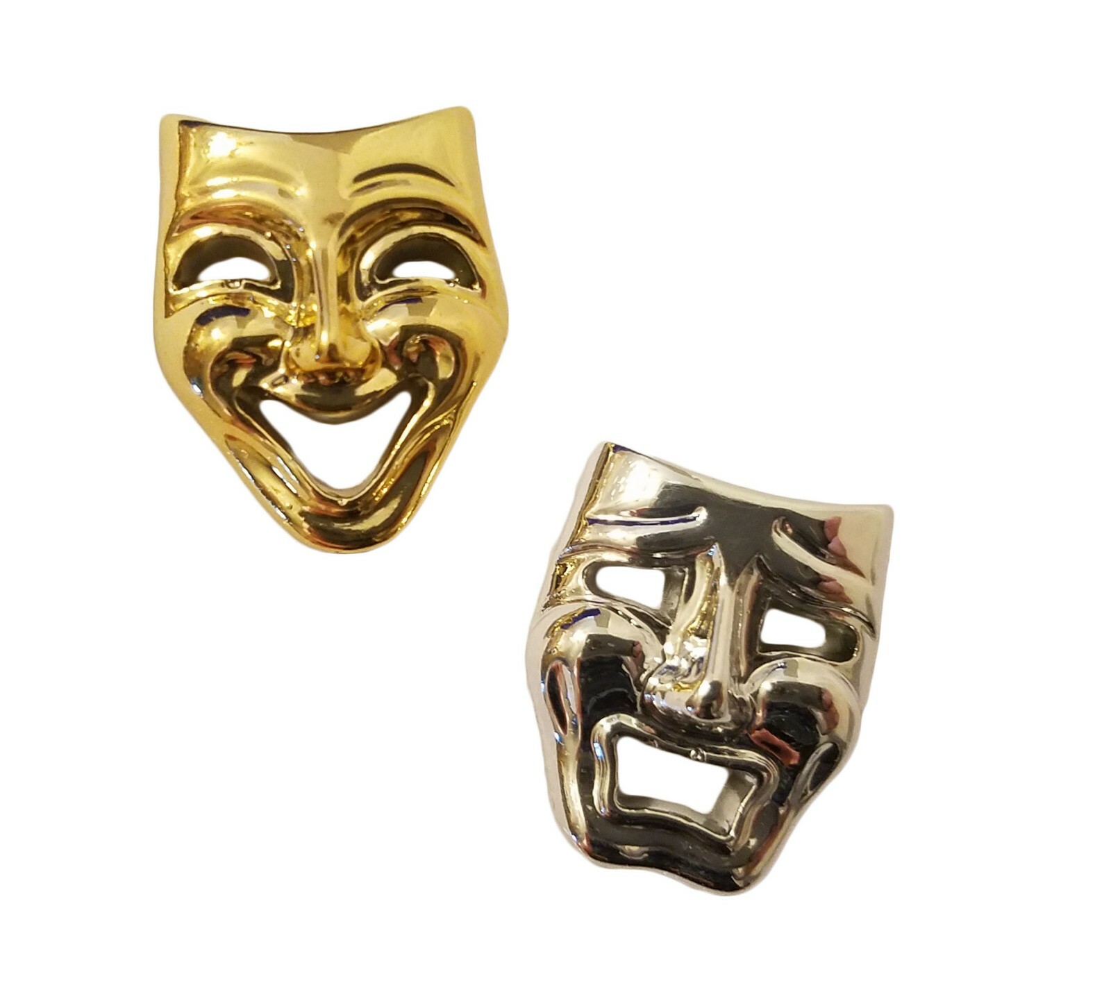 Gold & Silver 1″ Comedy Tragedy Masks Drama Theater Craft Charms Cabochons