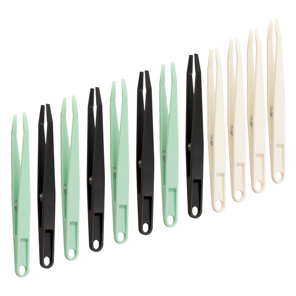 12Pcs Hobby Tweezers Flat Tip ABS Material for DIY Crafts Jewelry Tools