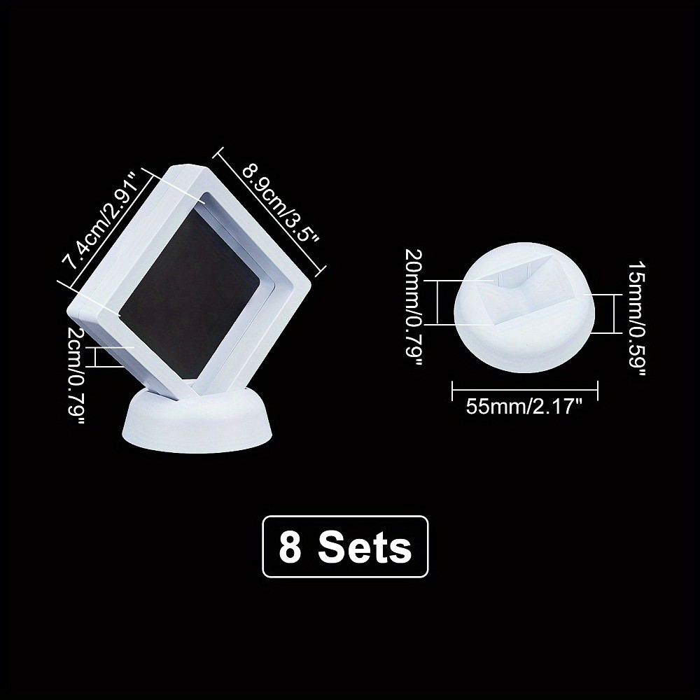 8sets 8.9cm White Plastic Picture Display Stands Bracelet Display with TPU