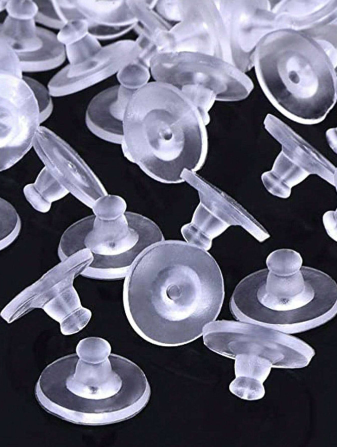 100 Pairs Silicone Earring Backs with Pad – Secure Hold for Heavy Drop Earrings