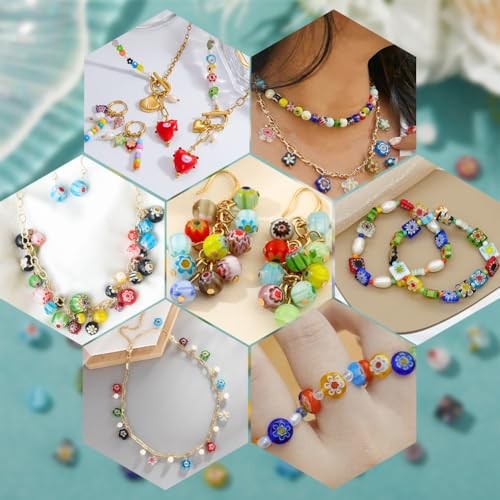 1 Box 6 Styles 180PCS Millefiori Handmade Lampwork Glass Beads 180Pcs 6mm Mixed
