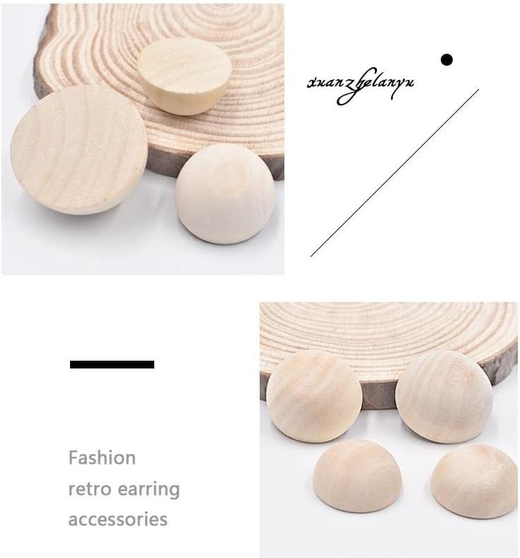 Versatile Half Round Wooden Beads in 3 Sizes – Perfect for Arts & Crafts, 120pcs