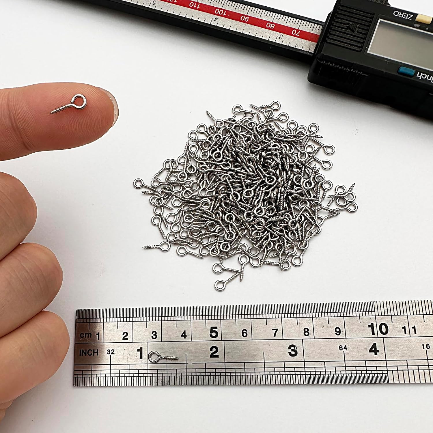 (304) Stainless Steel Small Mini Screw Eye Pins for Jewelry, Cork Bottles,Resin,