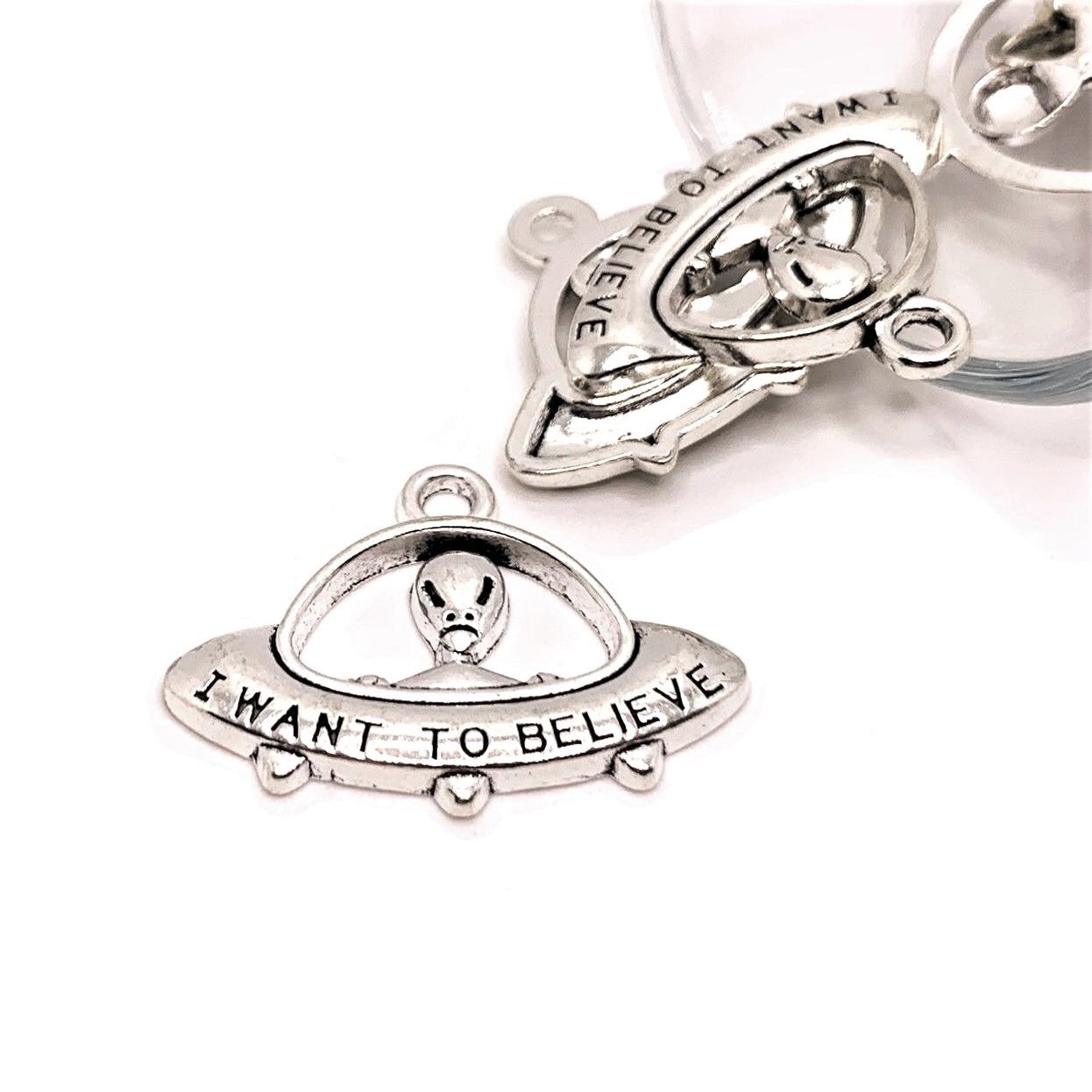Silver I Want to Believe Alien Ship Charms, 21x31mm – US Seller
