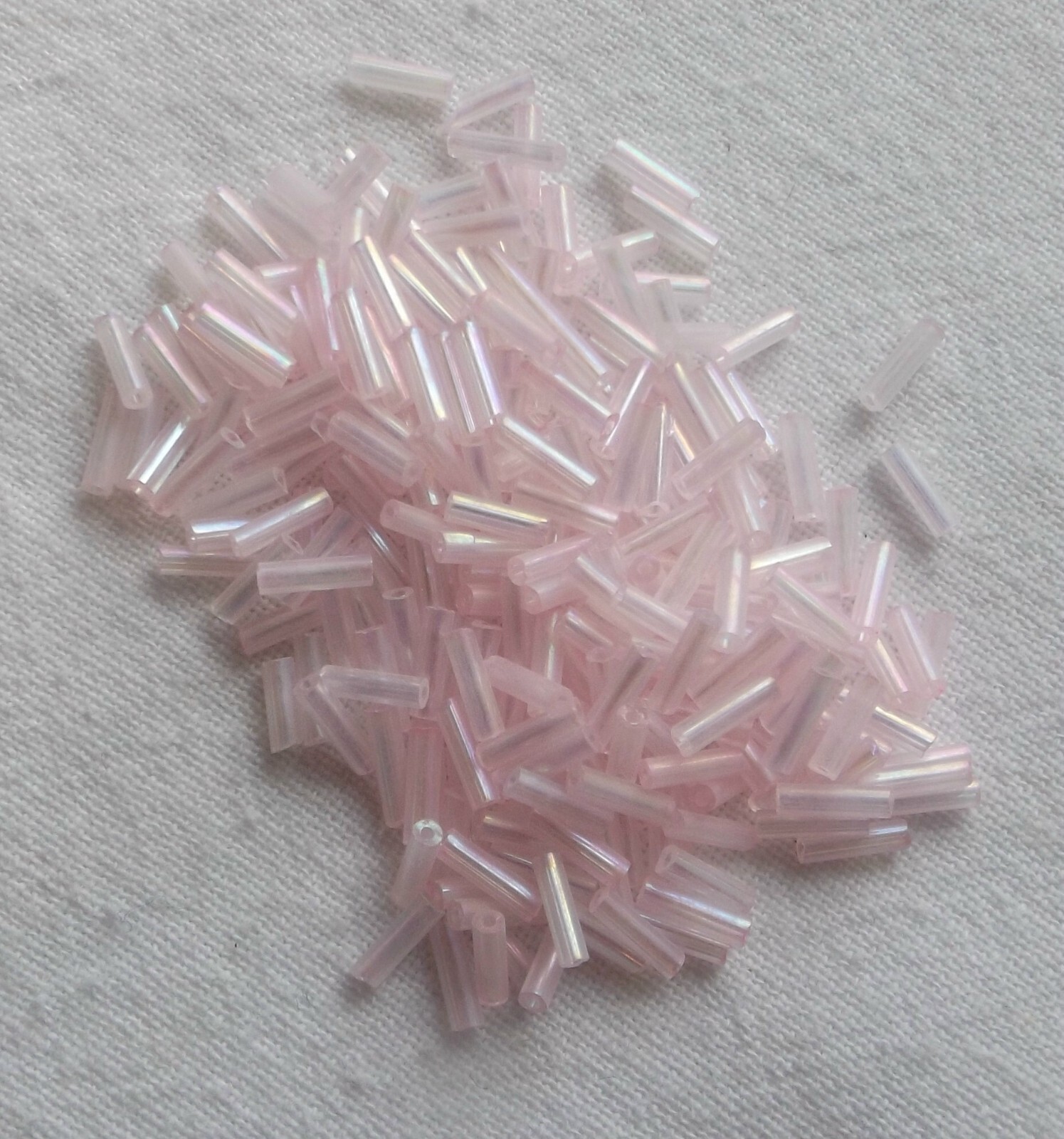 Bugle Bead, Shinny PINK Glass 6mm #3 Tube 50gm (Approx. 1,300)