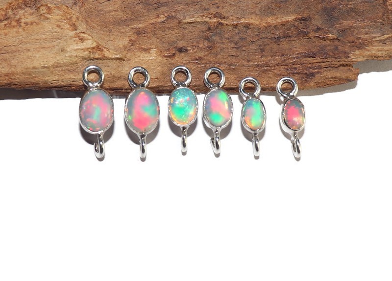 DIY opal supplies links sterling silver fire opal connector for jewelry making
