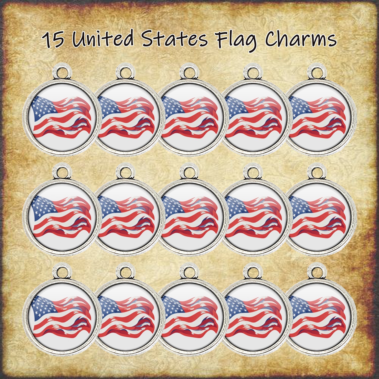15pcs/lot United States Flags Logo Cabochon Charms 14mm Wholesale