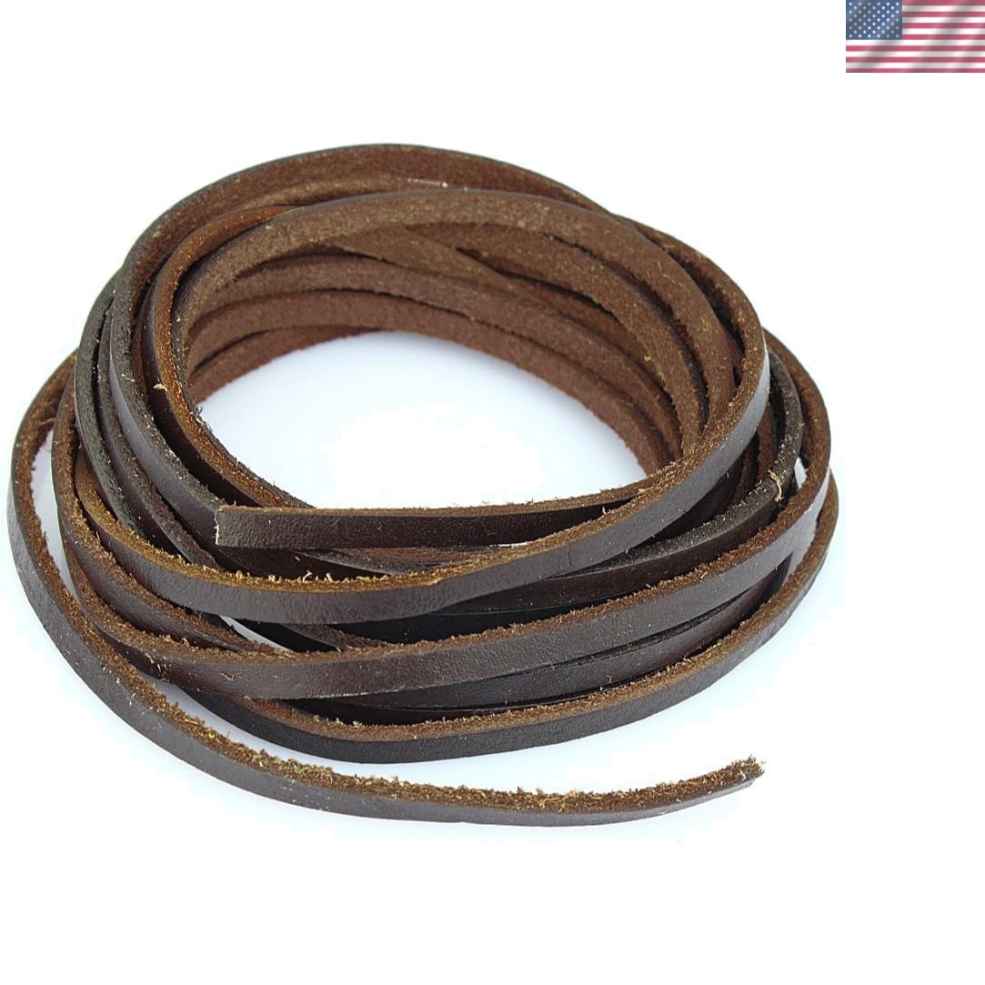 5mm Flat Leather Braiding String – Dark Brown, 2 Yards for Crafts