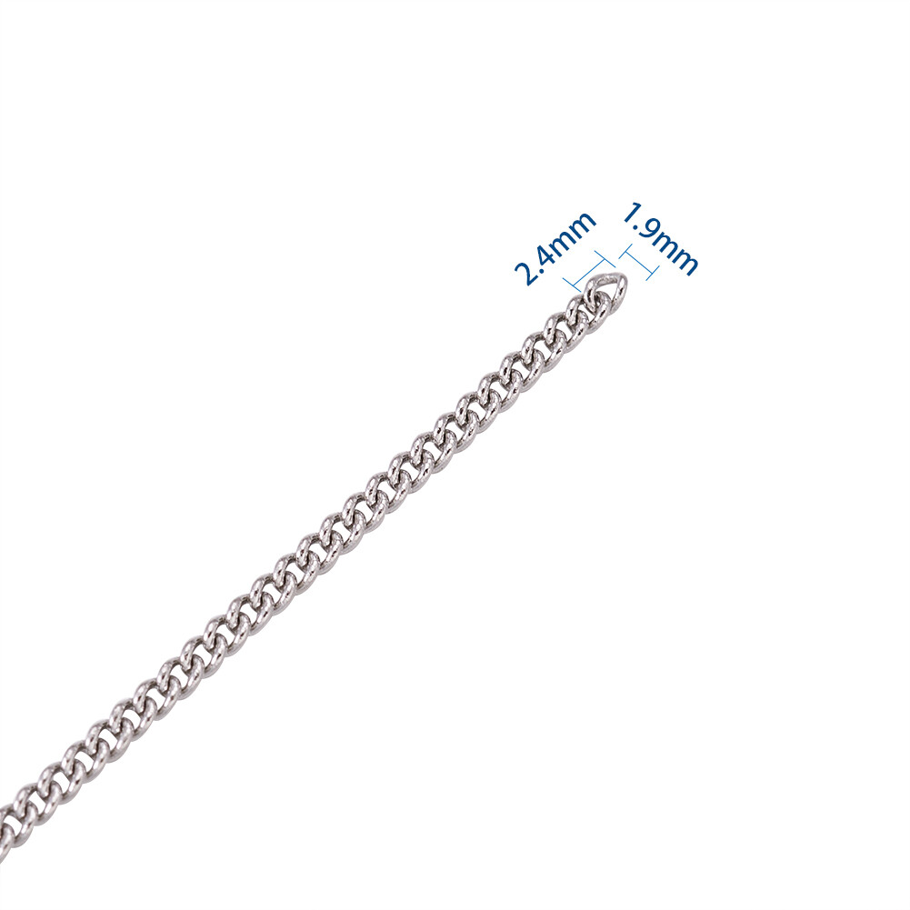 1 Roll Stainless Steel Curb Chains with Spool Unwelded Steel Color 2.4×1.9×0.5mm