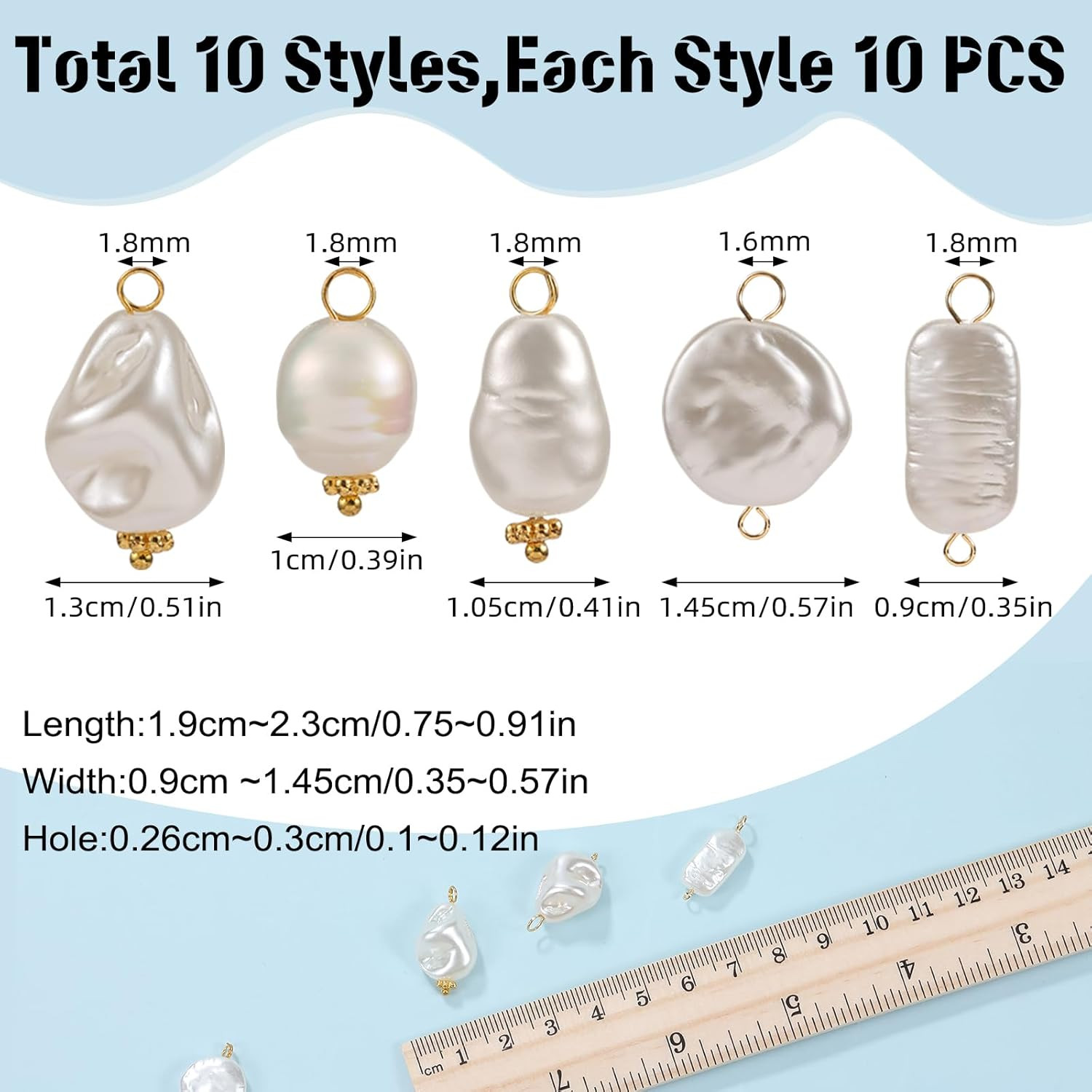100 Pcs Pearl Charms Craft Pearls Pearls for Jewelry Making ABS Plastic Pearl Be